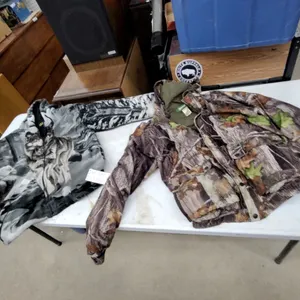 Camouflage Jackets: Wolf Print Full-Zip Fleece and Tree/Leaf Print Jacket, XL