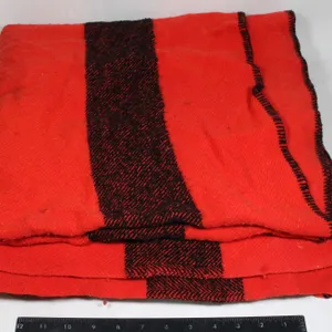 VINTAGE RED AND BLACK WOOL BLANKET