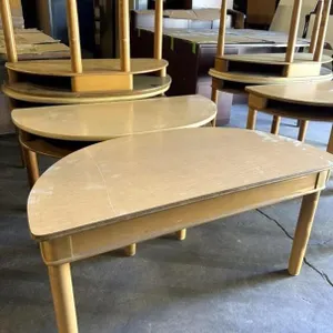 (4) Half-Moon Short School Desk Tables 41.5” x