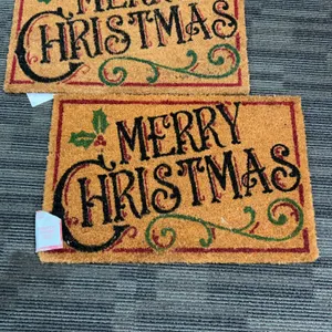 Holiday Style Printed Coir 'Merry Christmas' Doormats, 18 x 27 Inches, Indoor Non-Skid Use Only