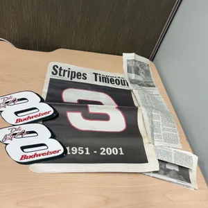 Dale Earnhardt Sr. Memorial Stars and Stripes Newspaper And Dale Earnhardt Jr. Budweiser Decals Set