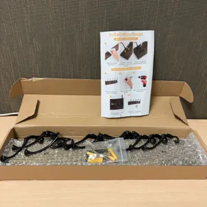 Wall-Mounted 17-Inch Wooden Coat Rack with Five Black Metal Hooks, Hardware and Instructions Include