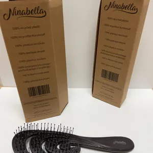 Ninabella Bio Wave Hairbrush Chocolate Brown, 100% Recycled Plastic, Pair in Boxes, SKU NINAS006 MRN