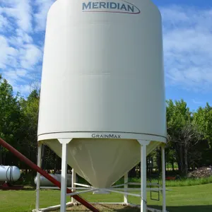 Meridian 14’ x 3 Ring Smooth Wall Hopper Bottom Grain Bin w/ Skid & Aeration Tube * Fan NOT Included