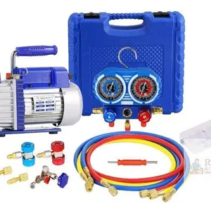 4CFM 1/3HP Single Stage HVAC Vacuum Pump Kit, 3-Way Manifold Gauge, R410A/R134A/R404A/R22