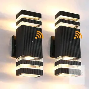 New BOXCUPIN Dusk to Dawn Led Outdoor Lighting 2 Pack,3000K Warm White Exterior Light Fixtures, Aluminum Sensor Waterproof Outdoor Lights for House Po