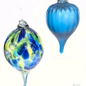 2 Handblown Art Glass Reverse Tear Drop Gazing Ball Ornaments, 4" - 6.5" Long, No Chips or Cracks
