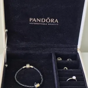 Pandora Leather Jewelry Box Bracelet Charms Ring