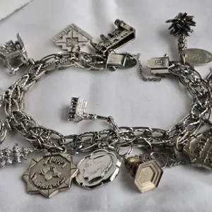 Vintage Loaded Sterling Silver Charm Bracelet