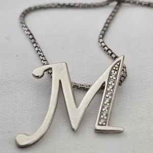Sterling Silver Initial M Pendent Necklace