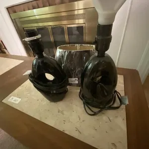 Pair Black Lamps, 1 Shade