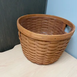 Longaberger Handwoven Basket 1990 With Plastic Liner, Dresden, Ohio, Marked Base