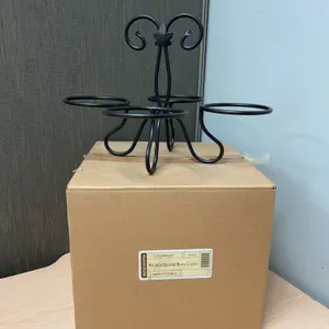 Longaberger Metal Works Wrought Iron Dessert Bowl Caddy Model 70332 with Original Box, 4-Holders