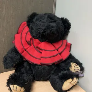 Annette Funicello Collectible Bear Company Black Plush Bear with Red Cape, 18 Inches Tall, Tagged an