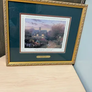 Thomas Kinkade "Come Inside for a Warm-Up" Accent Print with COA, Framed, Collector's Society Editio