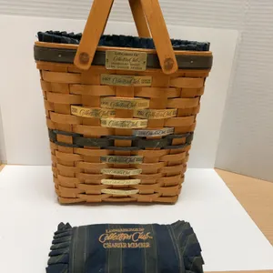 Longaberger Collectors Club Membership Basket Charter Member Tags 1996-2006 With Liner & Handle Cove
