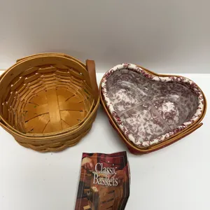 Handwoven Longaberger Baskets Including 2002 Regular Basket and 2000 Heart Shape Century Celebration
