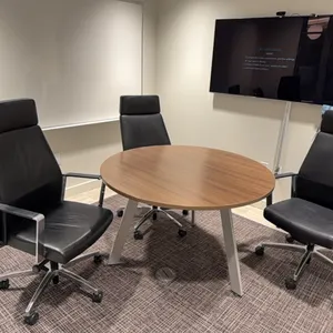 Table & 3 Leather Highback Office Chairs