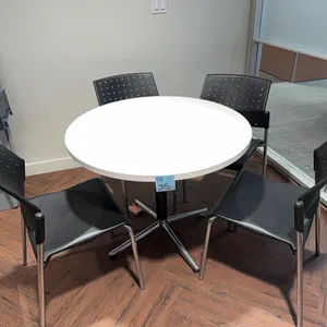 Table & 4 Stackable Plastic/Chrome Chairs