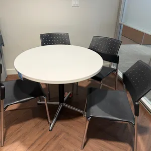 Table & 4 Stackable Plastic/Chrome Chairs