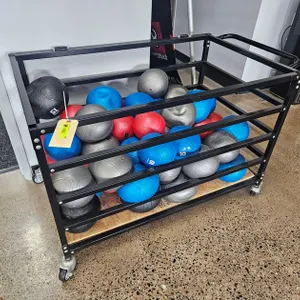 Assorted Century Weighted Balls (8 lb., 10 lb., 12 lb., 15 lb.) with Heavy Duty Cage Cart