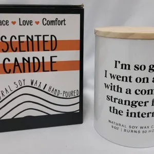 Humorous 9oz Soy Wax Scented Candle with Wooden Lid, 50hr Burn,