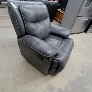 Dark Grey Faux Leather Manual Reclining Armchair with Contrast Stitching