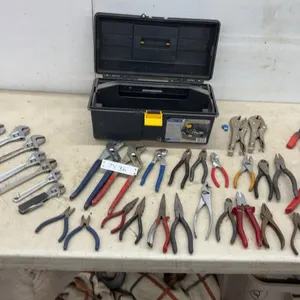 Toolbox with Crescent Wrenches, Pliers, Snips and Vise Grips