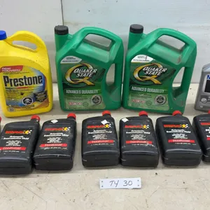 Quaker State Advanced Durability 5W-30 Motor Oil, Prestone 50/50 Antifreeze, and Mag 1 Dexron-III