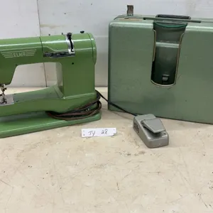Vintage Elna Supermatic Sewing Machine with Case and Foot Pedal and Metal Case, circa 1950s