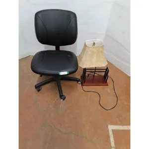 * Faux Leather Desk Chair - 4 Broken Wheels, Desk Lamp - Working - Cannot Ship