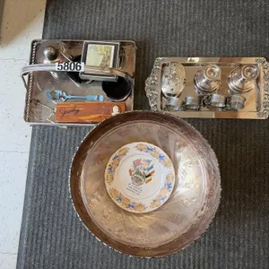 Silver Plated Punch Bowl, Trays & More