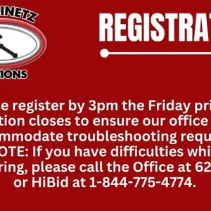 REGISTER EARLY!  Don't wait until the last minute!
