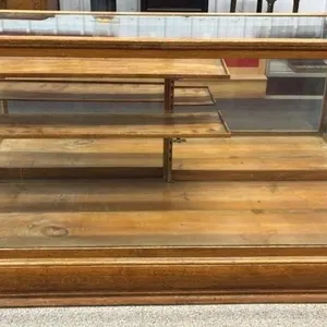 Antique Wood Frame Display Case w/Mirrored Back