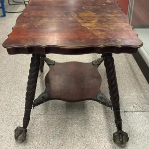 Antique Parlour Table w/Glass Ball Metal Claw