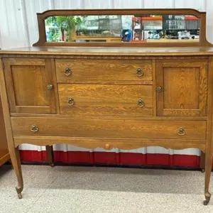 Antique Buffet w/Beveled Mirror. 54"W x 20"D x