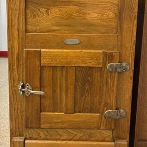 Antique Wooden Icebox. 23”Wx15.5”Dx37”H.