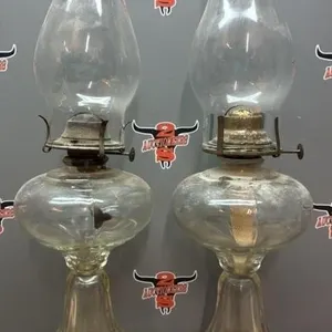 2 Vintage Glass Oil Lamps.