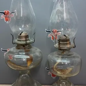 2 Vintage Glass Oil Lamps.