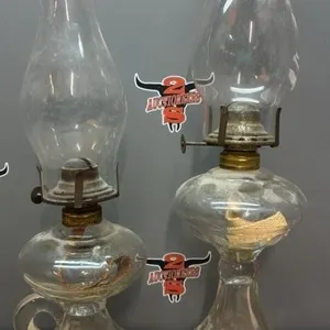 2 Vintage Glass Oil Lamps.