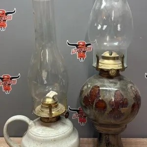 2 Handmade Pottery Oil Lamps.