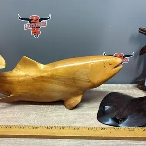 Carved Wood Water Critters. Big Fish 13"L.