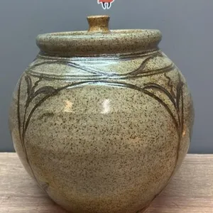 Lidded Ceramic Pot. 8”H.