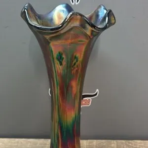 Unmarked Carnival Glass Vase. 8.5”H.