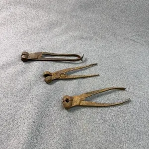 Three Antique Hand Forged Iron Bullet Molds