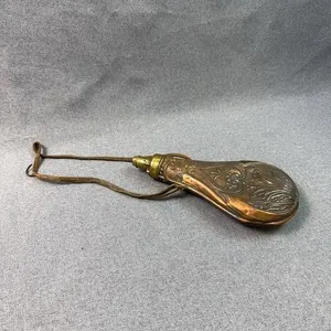 Antique Copper & Brass Powder Flask with Strap