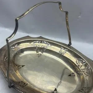 Antique Pierced Plate serving handle dish