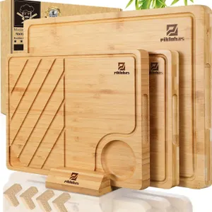 SEALED $80 Piklohas Large Bamboo Cutting Boards...