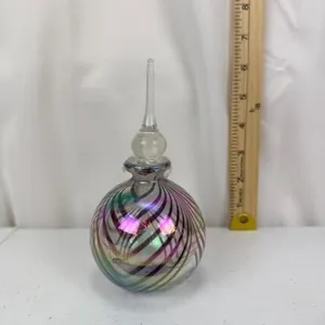 Iridized Art Glass Perfume Bottle 9in