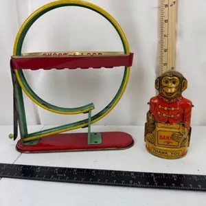 Vintage Shoot-A-Loop Monkey Bank Set
